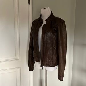 Women’s Roxy Genuine Leather Bomber Jacket